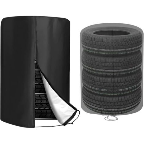 Housse De Stockage De Pneus, Housse De Pneus Imperméable à l'eau Et à La Poussière, Housse Pneus Roues Voiture Résistante à l'eau avec Fermeture éclair Et Stoppeur Cordon(Noir)