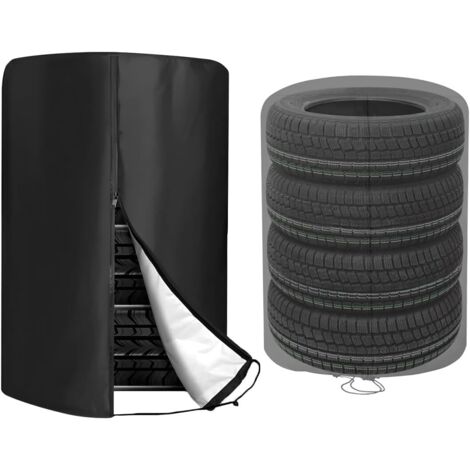 Housse De Stockage De Pneus, Housse De Pneus Imperméable à l'eau Et à La Poussière, Housse Pneus Roues Voiture Résistante à l'eau avec Fermeture éclair Et Stoppeur Cordon(Noir)