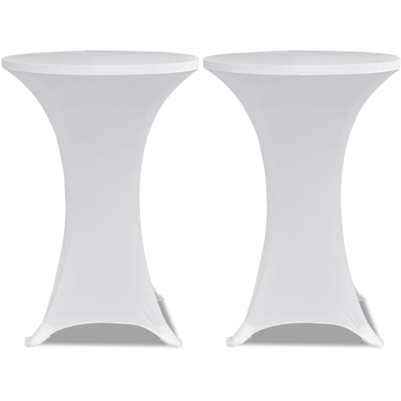 Housses Elastiques de Table Blanc 2 pcs Ø 60 cm