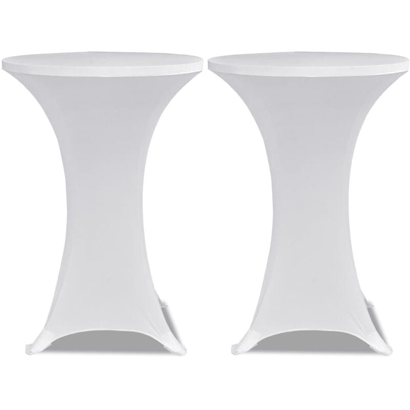 Housses Elastiques de Table Blanc 2 pcs Ø 70 cm