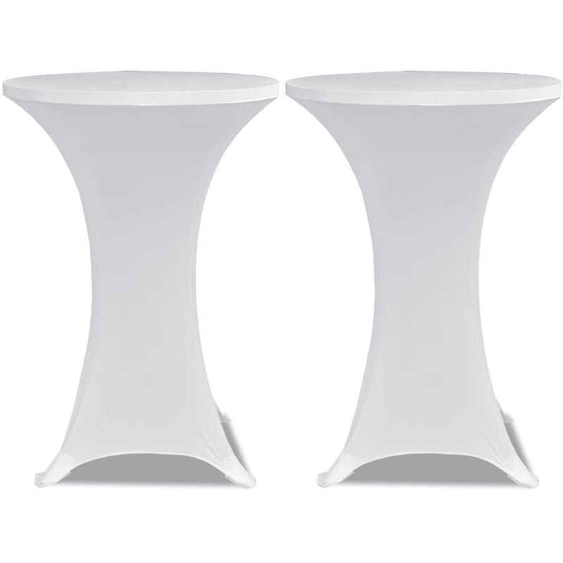Housses Elastiques de Table Blanc 2 pcs Ø 80 cm
