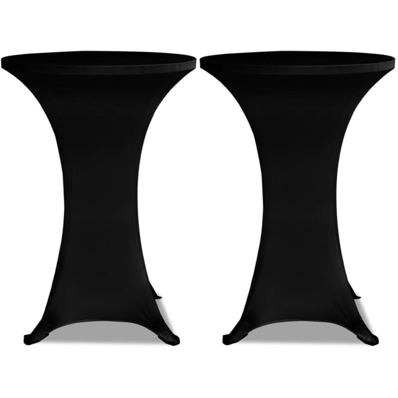 Housses Elastiques de Table Noir 2 pcs Ø 80 cm