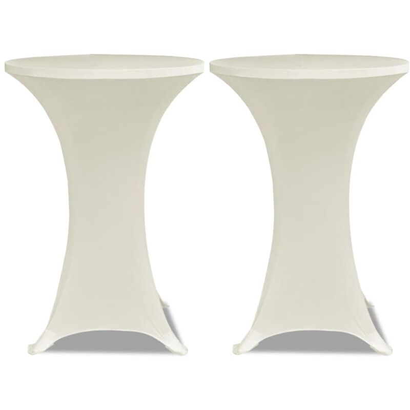 Housses Elastiques de Table Crème 2 pcs Ø 60 cm