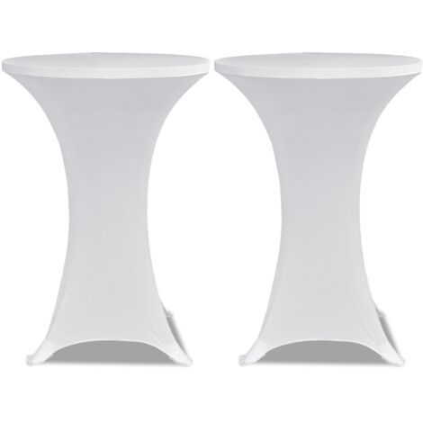Housse de table Ø 70 cm Blanc extensible 2 pcs CFW209836