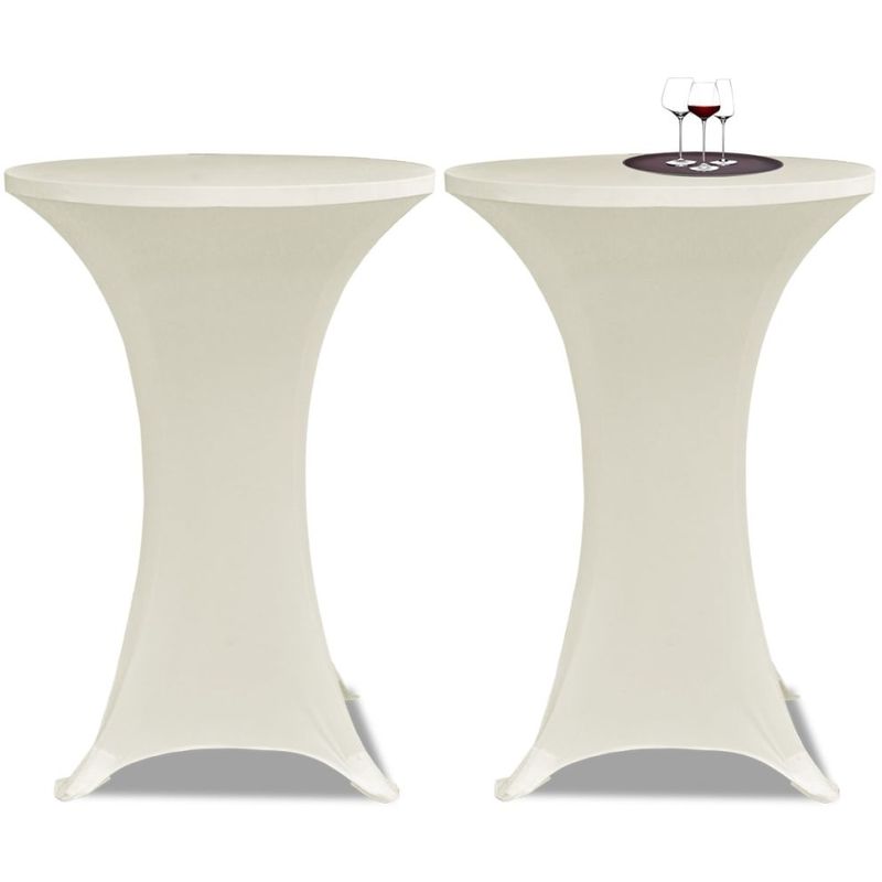 Housse de table ?70cm Creme extensible 2 pcs