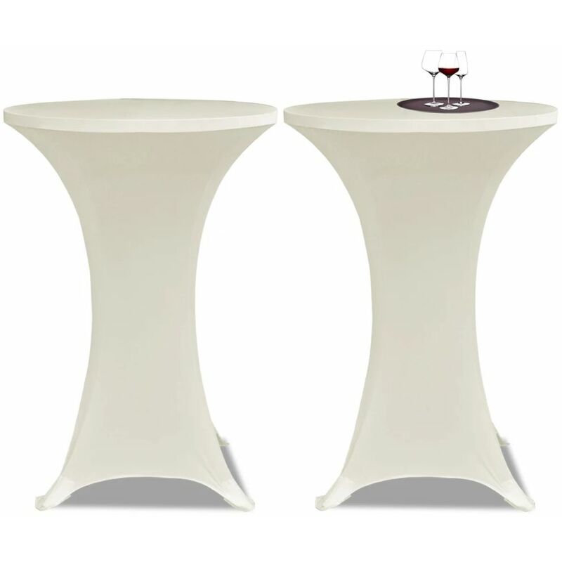 Housse de table ?80cm Creme extensible 2 pcs