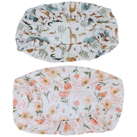 Housse de table à langer lavable en coton, 2 pièces imprimées pour nouveau-né