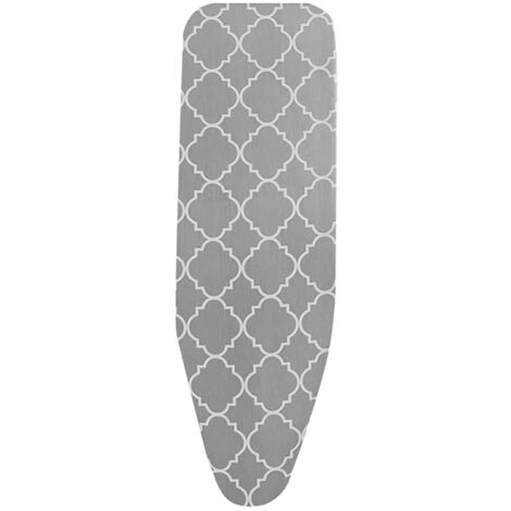 Housse de table à repasser – 110 cm x 34 cm, coton, doublure en feutre, résistante à la chaleur, motif à carreaux gris et blancs.