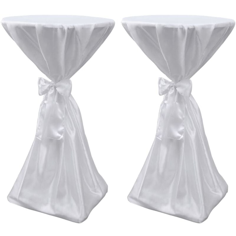 Housse de table blanche avec ruban 60 cm 2 pièces