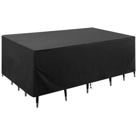 Housse de table de jardin 150x90x80cm, noir en tissu Oxford 420D imperméable, résistante aux UV.