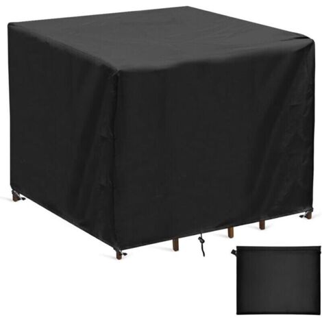 Housse de table de jardin carrée en polyester 420D Oxford imperméable et anti-vent – Protection robuste pour salon extérieur