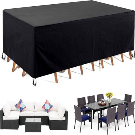 Housse de table de jardin, Étanche, Protection de mobilier d’extérieur, Noir