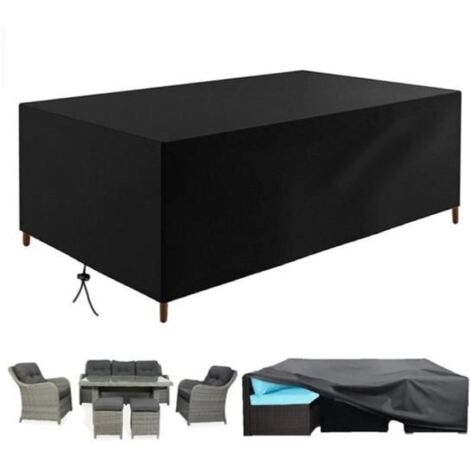 Housse de table de jardin rectangulaire 213x132x74cm (LxPxH) pour meubles d'extérieur en rotin