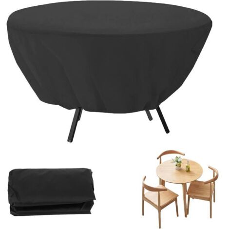 Housse de table de jardin ronde imperméable, 127 × 58 cm, protection contre la poussière (Noir)