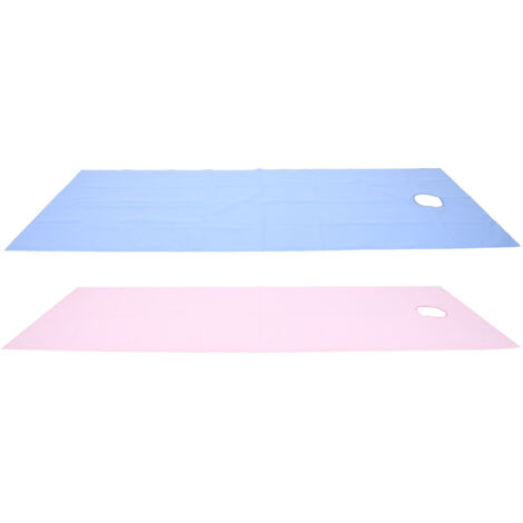 Housse de table de massage imperméable et résistante aux huiles avec trou pour le visage (Rose et Bleu)