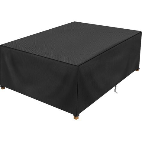 Housse de table de patio imperméable, couverture rectangulaire extérieure pour meubles de jardin, protection table de terrasse noire 180x120x74 cm, adaptée aux tables de dîner, pique-nique, canapés et