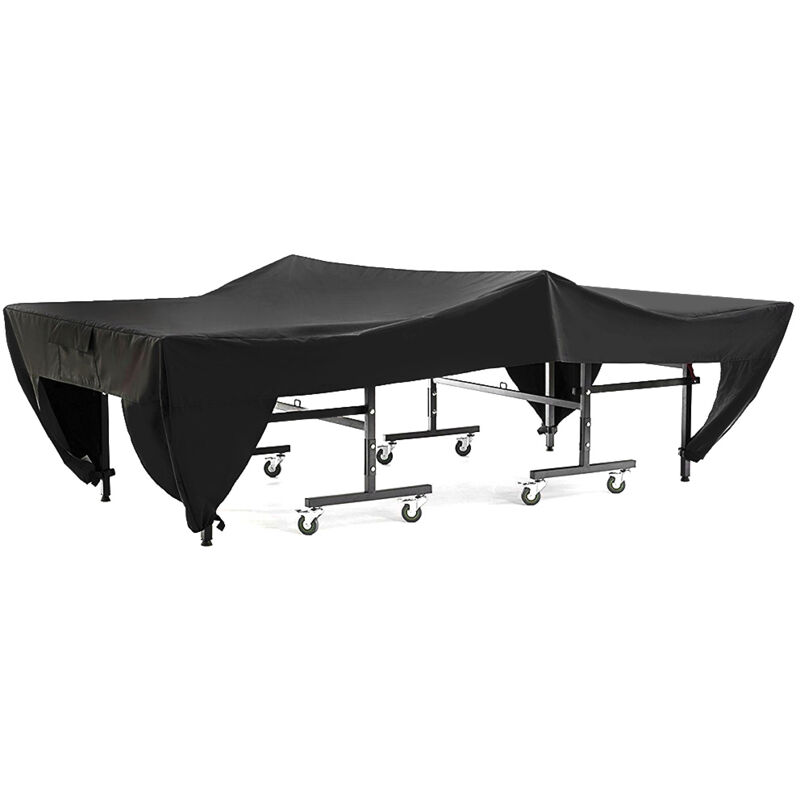 Housse de table de ping-pong imperméable noire 280x153x73cm – Protection extérieure pour cour, patio, école – Taffetas polyester 190T