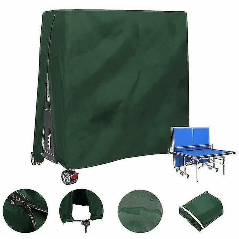 Housse de table de ping-pong extérieure imperméable et anti-poussière Housse de table de ping-pong 165x70x185cm Vert-