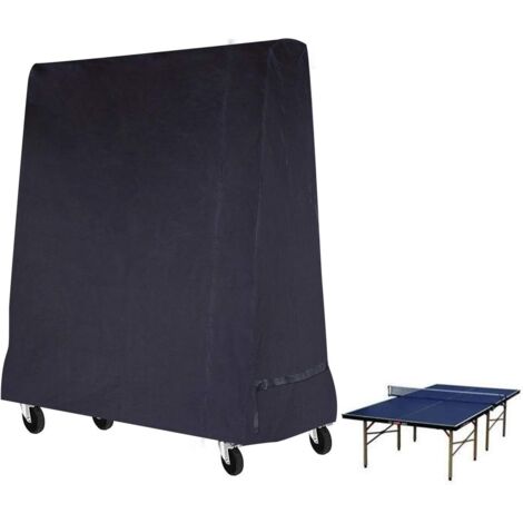 Housse de table de ping-pong (tennis de table) imperméable pour intérieur et extérieur, Noir, 185 x 70 x 165 cm