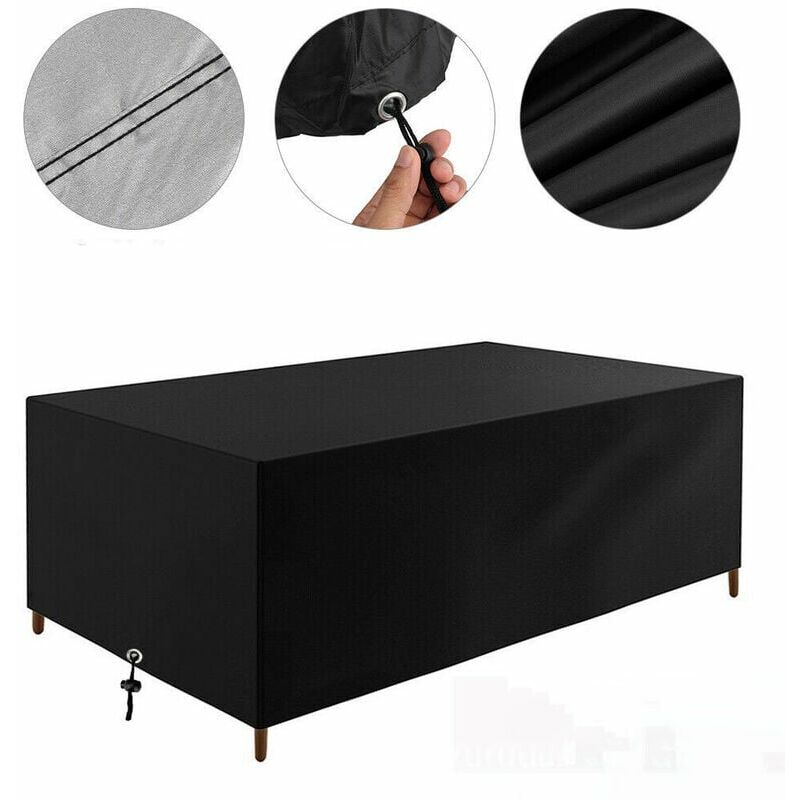 Housse Table de Jardin, Bâche de Protection en Tissu Oxford 210D Couverture Étanche Anti-UV Antipoussière pour Salon Canapé Chaises Meuble à