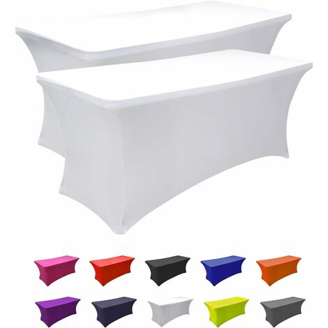 Housse de table en spandex Nappe rectangulaire ajustée Tissu extensible Nappe en lycra 1,2 m Infroissable pour fête Dj Salons Banquet Mariages Cocktail, 2 pièces