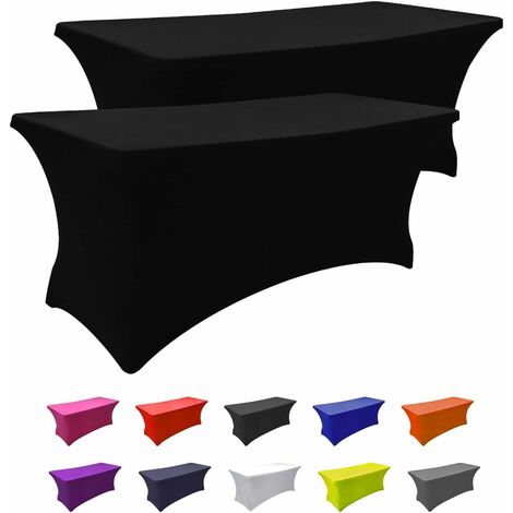 Housse de table en spandex Nappe rectangulaire ajustée Tissu extensible Nappe en lycra 1,2 m Infroissable pour fête Dj Salons Banquet Mariages Cocktail, 2 pièces