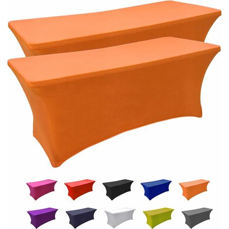 Housse de table en spandex Nappe rectangulaire ajustée Tissu extensible Nappe en lycra 1,2 m Infroissable pour fête Dj Salons Banquet Mariages Cocktail, 2 pièces
