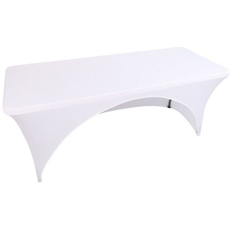 Housse de table extensible en polyester et élasthanne, dos ouvert – 120 cm, blanc