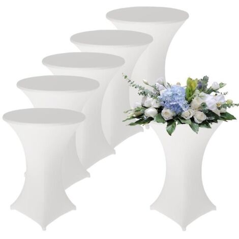 Housse de table haute - Non spécifié - Lot de 5 - Blanc - 80×110cm - Extensible