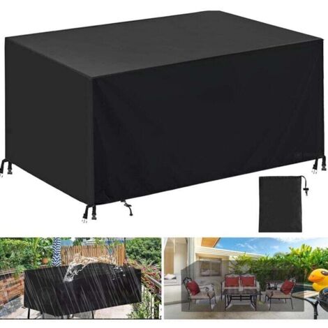 Housse de Table Jardin Rectangulaire, Couverture de Protection Meubles Bâche Salon de Jardin Imperméable Anti-UV, Bache Table Exterieur (Schwarz, 21313272cm 420D)