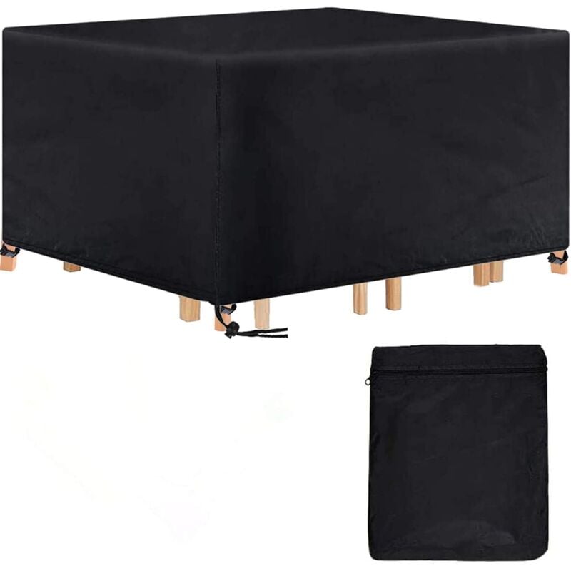 Housse de Table Jardin Rectangulaire Housse Salon de Jardin Imperméable, 420D Anti-UV Housse de Protection Salon Bache Table Exterieur, 270 180 89cm