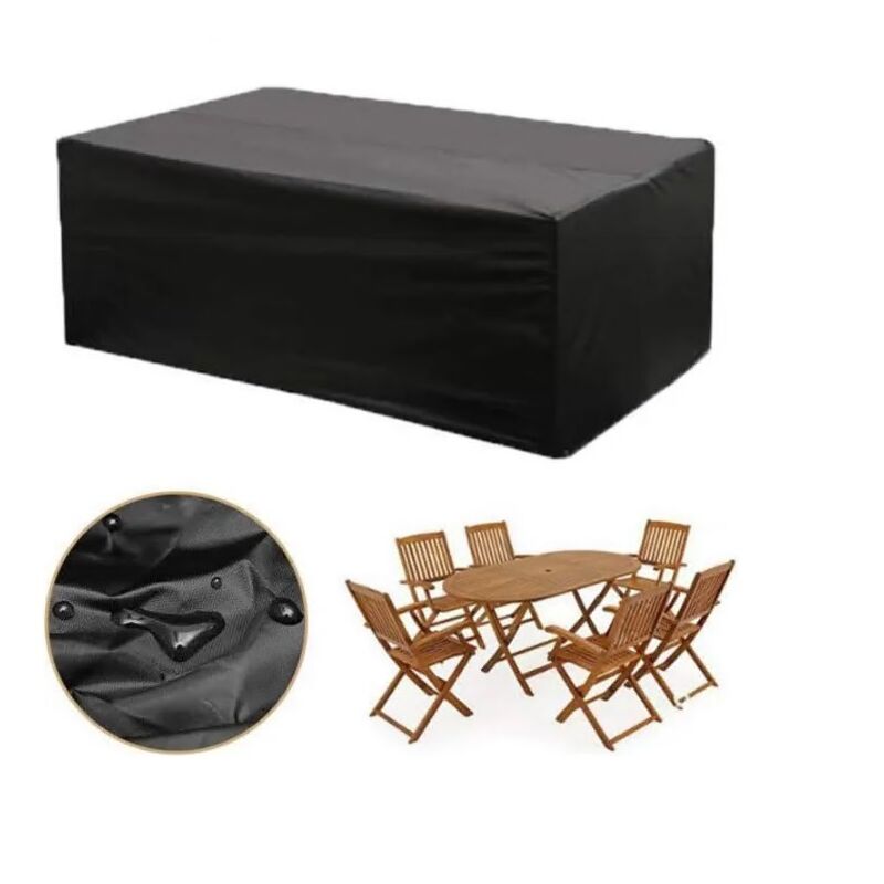 skecten® Housse de Table Jardin Rectangulaire Housse Salon de Jardin Imperméable, 420D Anti-UV Housse de Protection Salon Bache Table