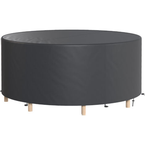 Housse de table ronde jardin imperméable 420D Oxford Ø200x80cm noir