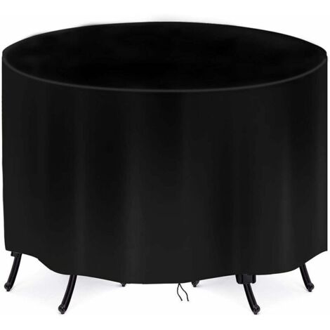 Housse de table ronde pour extérieur – Imperméable, résistante au vent, aux UV et aux déchirures – Fabriquée en polyester Oxford 210D – Diamètre 185 cm × Hauteur 110 cm – Protection optimale pour jard
