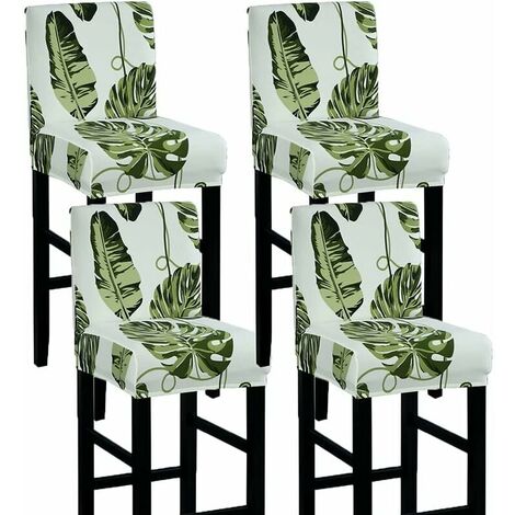 Housse de tabouret de bar avec dossier, housse de tabouret de bar extensible, housse de tabouret à dossier bas, lot de 4