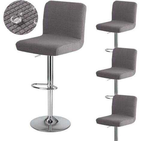 Housse de tabouret de bar gris foncé 4 pièces avec dossier 35 cm (P) x 35 cm (L) x 30 cm (H) housse de tabouret de bar pivotant haute imperméable et lavable