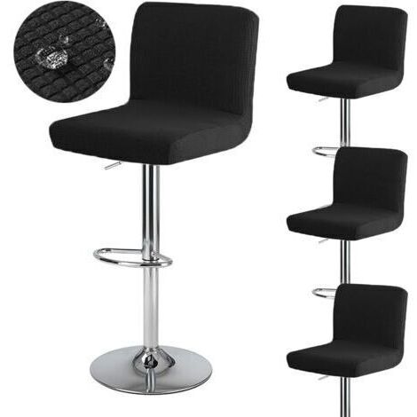 Housse de tabouret de bar noire 4 pièces avec dossier 35 cm (P) x 35 cm (L) x 30 cm (H) housse de tabouret de bar pivotante haute lavable et extensible imperméable