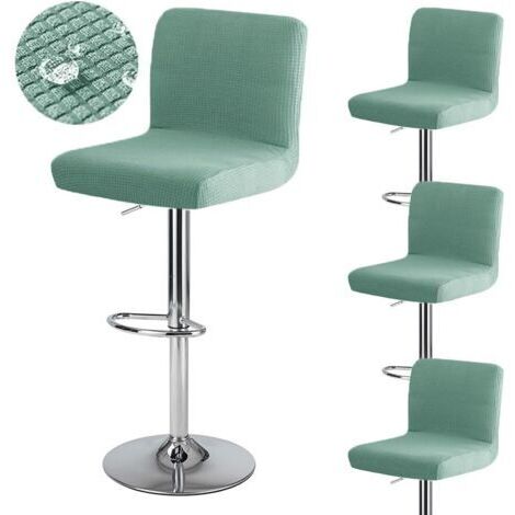 Housse de tabouret de bar vert clair 4 pièces avec dossier 35 cm (P) x 35 cm (L) x 30 cm (H) housse de tabouret de bar pivotant haute lavable et extensible imperméable