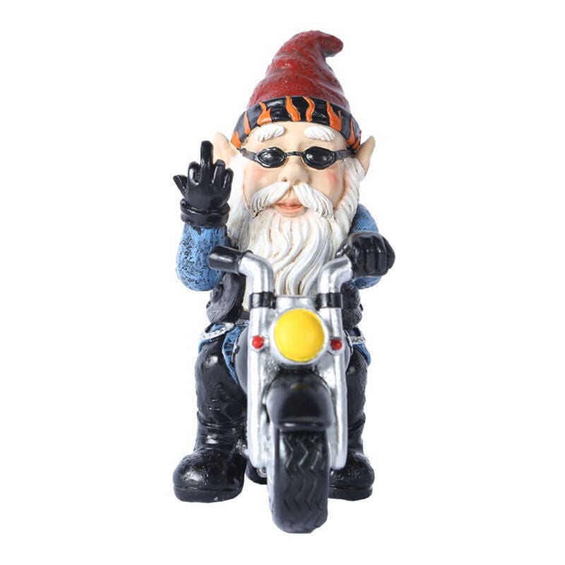Statues de jardin en forme de moto naine, figurines amusantes pour l'extérieur, décoration de jardin, ornements de pelouse