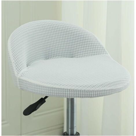 Housse de Tabouret Ronde Pivotant de Bar avec Petit Dossier Lune Modernes Irrégulière Couvre Tabouret Haute Bar Cuisine Scandinave Couverture Housse Chaise Salle Manger,Blanc