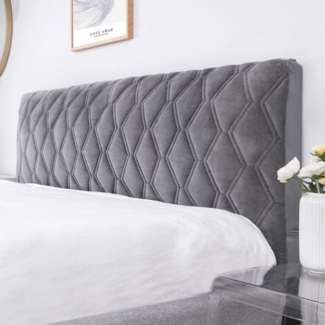 Housse de tête de lit, housse de tête pour lit double/simple rembourrée, housse élastique, protection unie, housse de décoration, chambre à coucher, anti-poussière, housse grise 160 x 72 cm