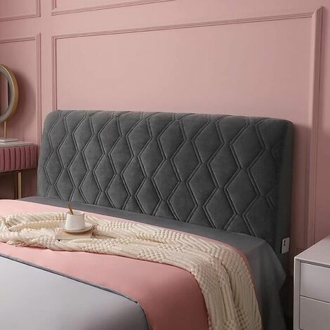 Housse de tête de lit pour lit Twin Queen Full California King, housse de tête de lit en velours anti-poussière extensible couleur unie matelassée housse de tête de lit 1,5 m [longueur de la tête de l