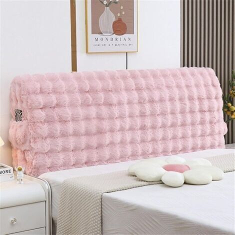 Housse De Tête Lit 360° avec Pochés Latérales Housse De Protection Tête Élastique Anti-Poussière, Douce Et Duveteux, Lavable (Gray,180CM/71in)