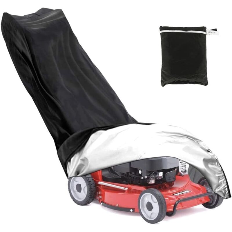 Housse de tondeuse à gazon 210D en polyester pour tondeuse, avec cordon de serrage et sac de rangement (1,9 m 0,6 m x 1,1 m)