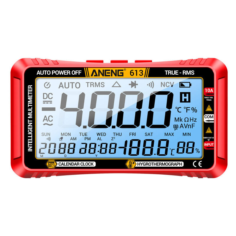 613 Multimètre intelligent 3 en 1 Calendrier perpétuel Température Hygromètre 4000 points Numérique AC/DC Courant Tension Résistance Condensateur