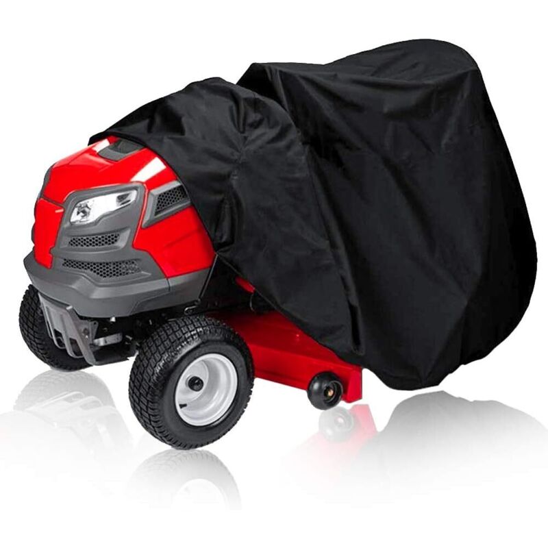 Housse de tondeuse en tissu imperméable et résistant aux UV 210D, adaptée aux pelouses de jardin extérieures, avec sac de rangement.