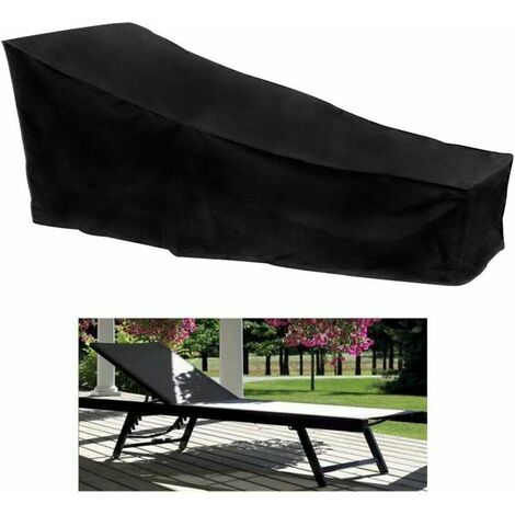 Housse de transat de jardin imperméable, coupe-vent, résistant aux UV, à la poussière, en tissu Oxford 210D (200x75x40/70cm) - Noir