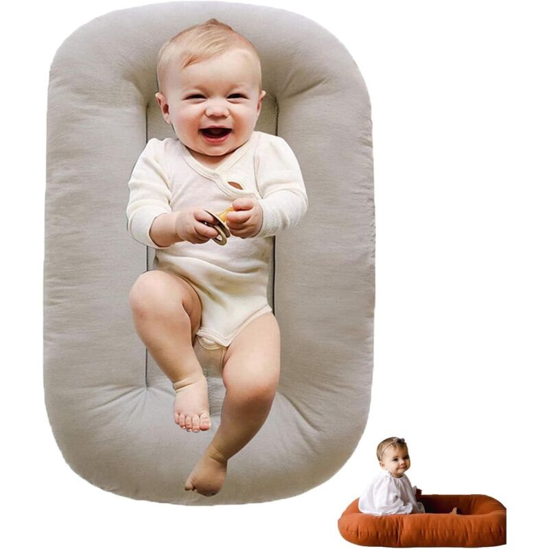 Housse De Transat for Bébé, Amovible en Coton Bio for Nouveau-né, Siège Sol Rembourré for Garçons Et Filles(Apricot)