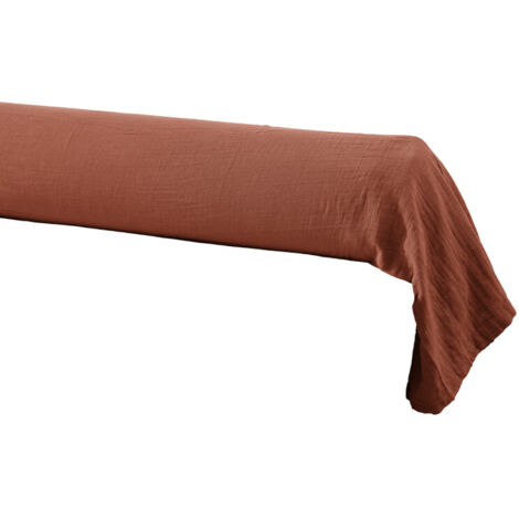 Housse de traversin L. 185 cm double gaze de coton terracotta - PEPA 3