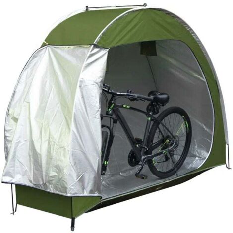 Housse de vélo - Tente de vélo - Abri de rangement pour vélo - Abri à vélo portable et léger - Tissu Oxford 210D imperméable (vert armée)